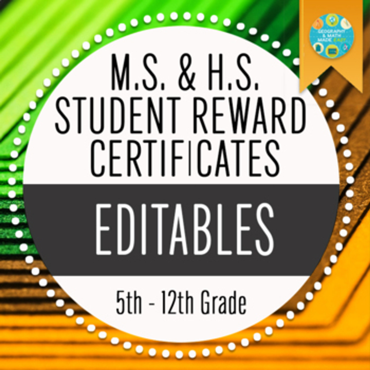 Middle school high school student awards certificates editable printables