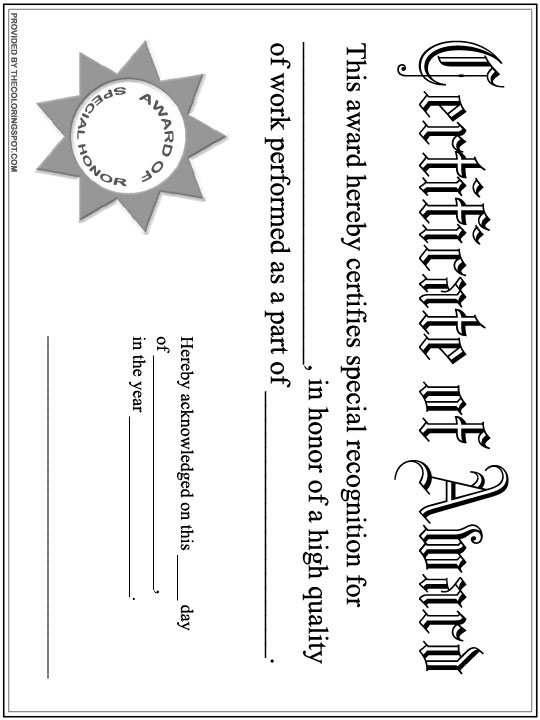 Certificate of award printable audio stories for kids free coloring pages colouring printables