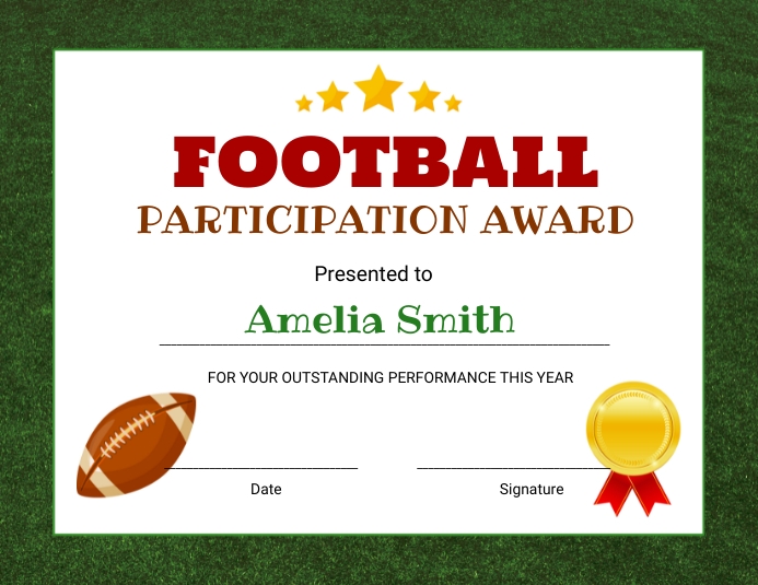 Football editable certificate template