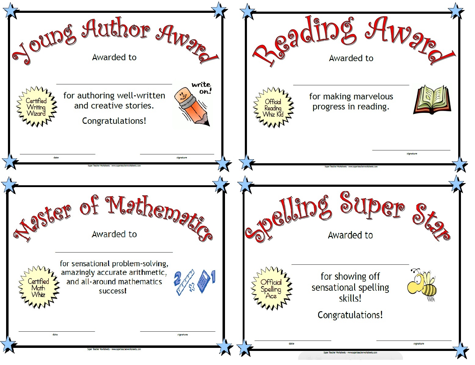 Printable awards