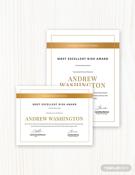 Award certificate