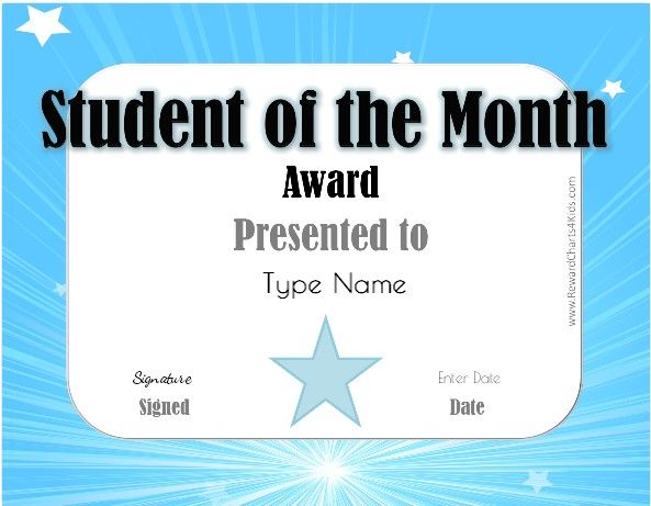 Student of the month student of the month business letter template certificate templates