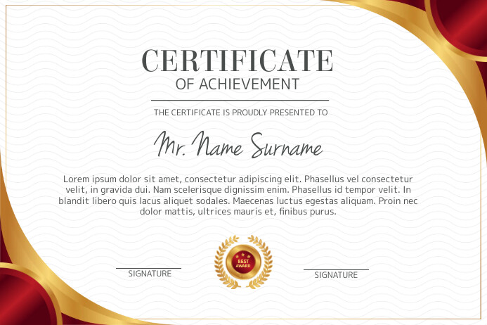 Certificate card landscape template