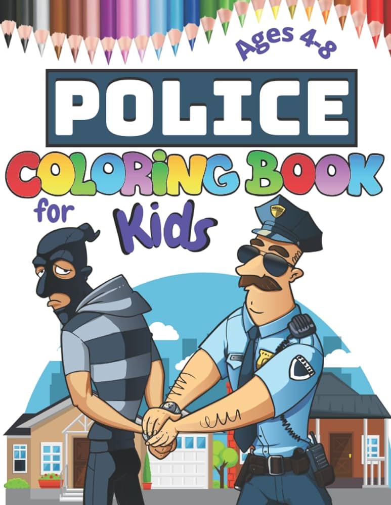Police coloring book for kids ages
