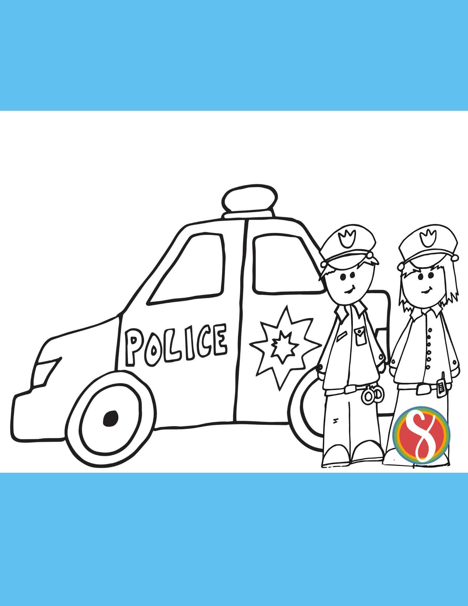 Free police coloring page â stevie doodles