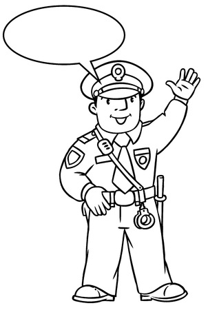 Police coloring page stock vector illustration and royalty free police coloring page clipart