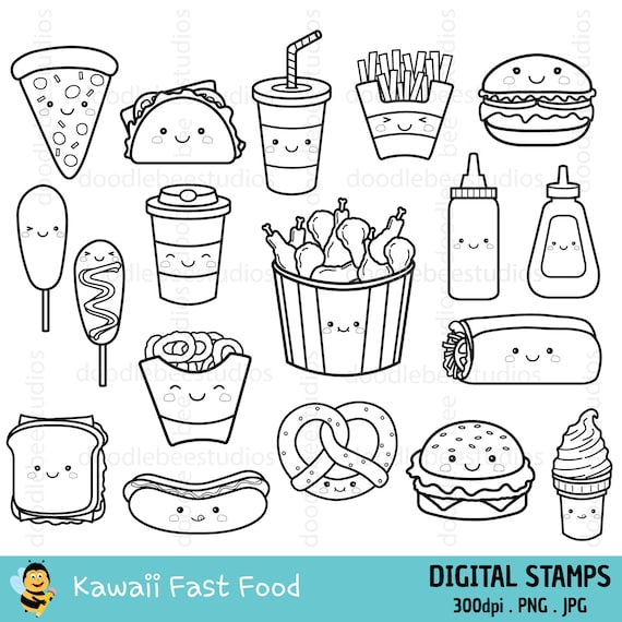 Kawaii fast food clipart kawaii fast food clipart cute fast food digital stamps cute fast food icons kawaii fast food coloring pages