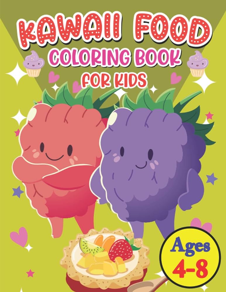 Kawaii food coloring book for kids ages