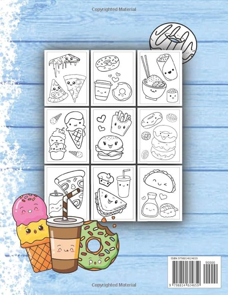 Kawaii food cute coloring book coloring pages for kids teens and adults