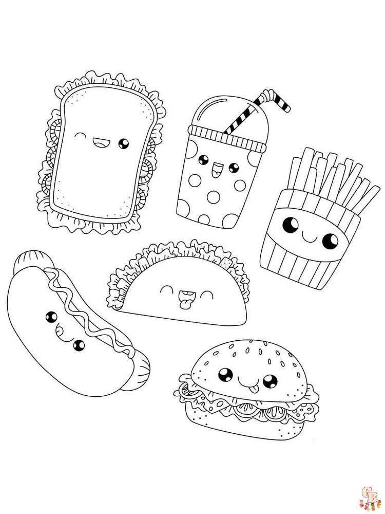 Cute food coloring pages free and printable sheets