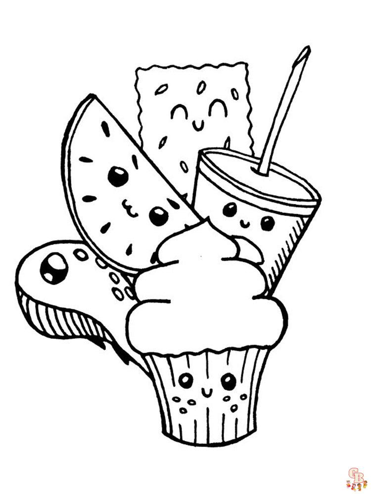 Cute food coloring pages free and printable sheets