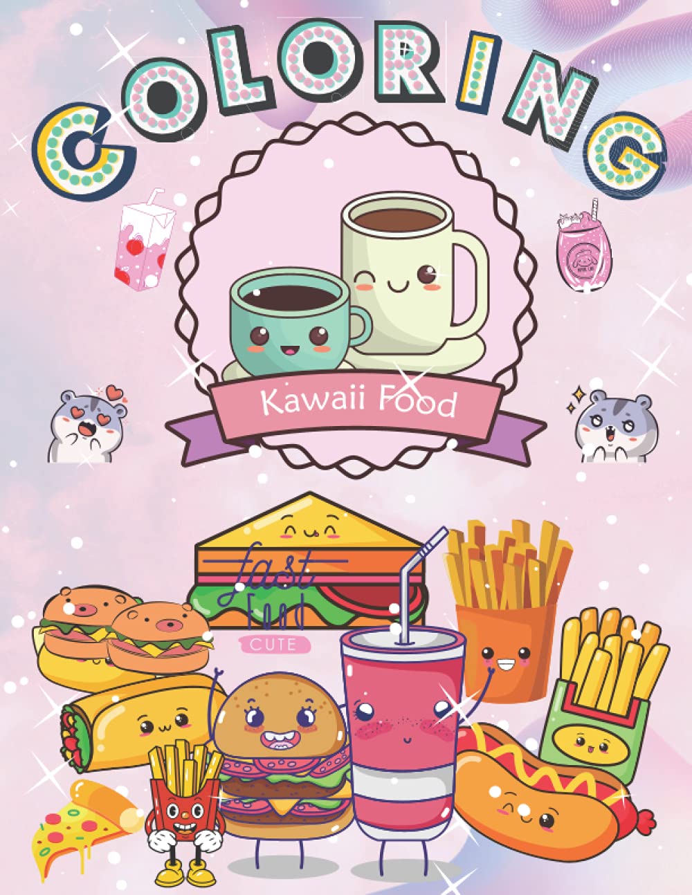Kawaii food coloring book super cute food coloring book for kids of all ages to years old cute relaxing kawaii food and drink coloring pages