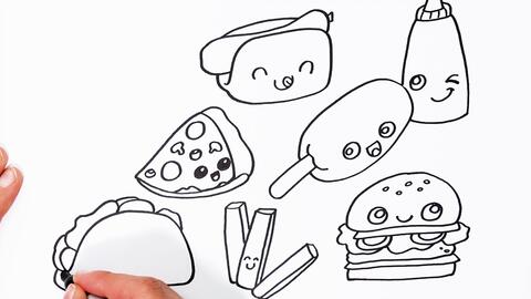 Fast food junk food drawing for kids easy drawings coloring pages to paintåååå