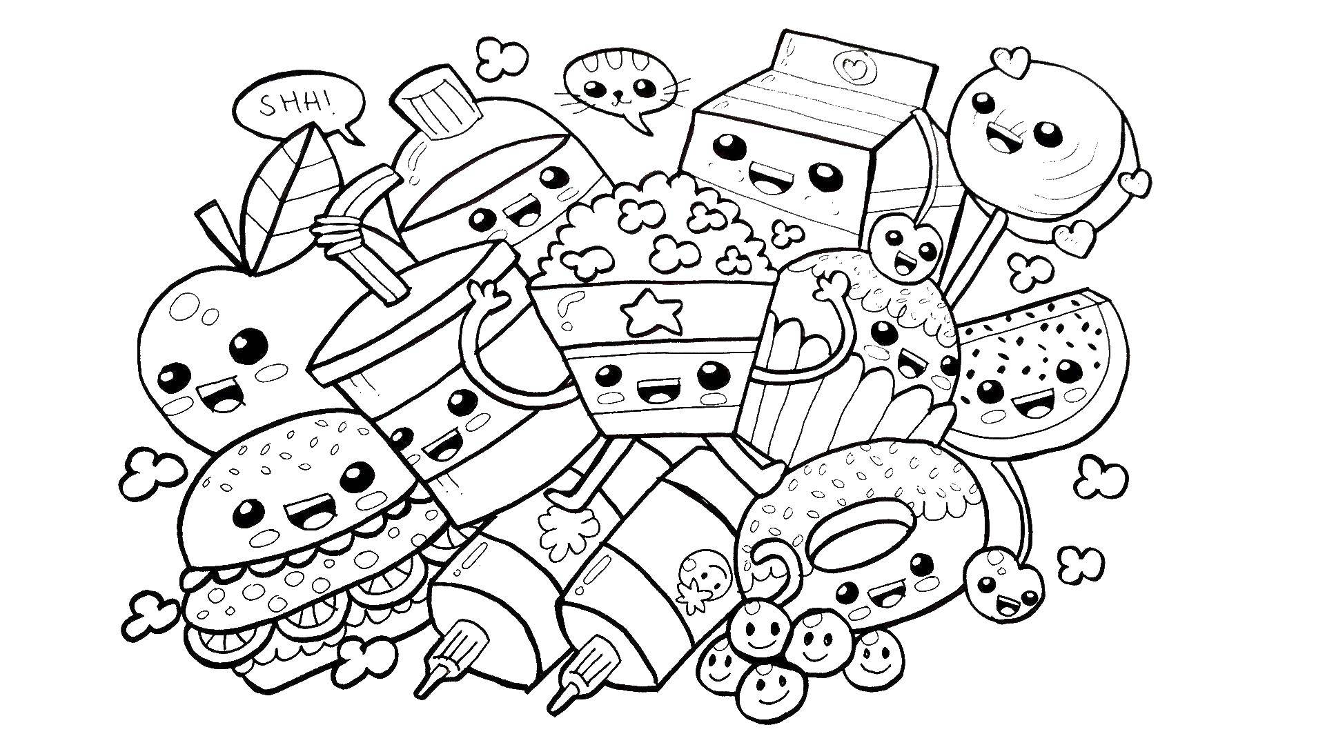 Online coloring pages coloring page fast food food download print coloring page