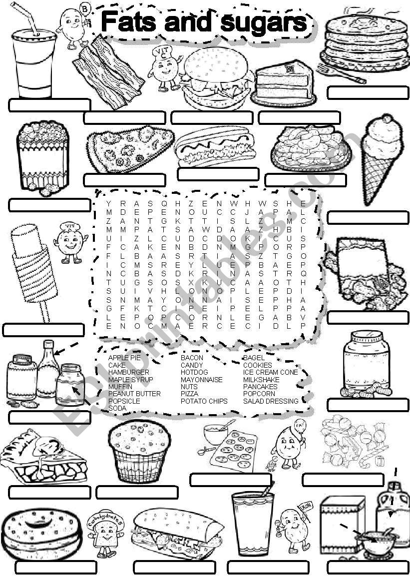 Wordsearch fats and sugars