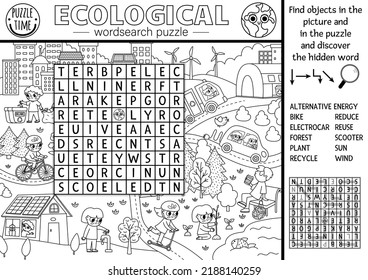 Vector ecological wordsearch puzzle kids black ññððºðððñ ððµðºñðñððñ ðñðñððºð ððµð