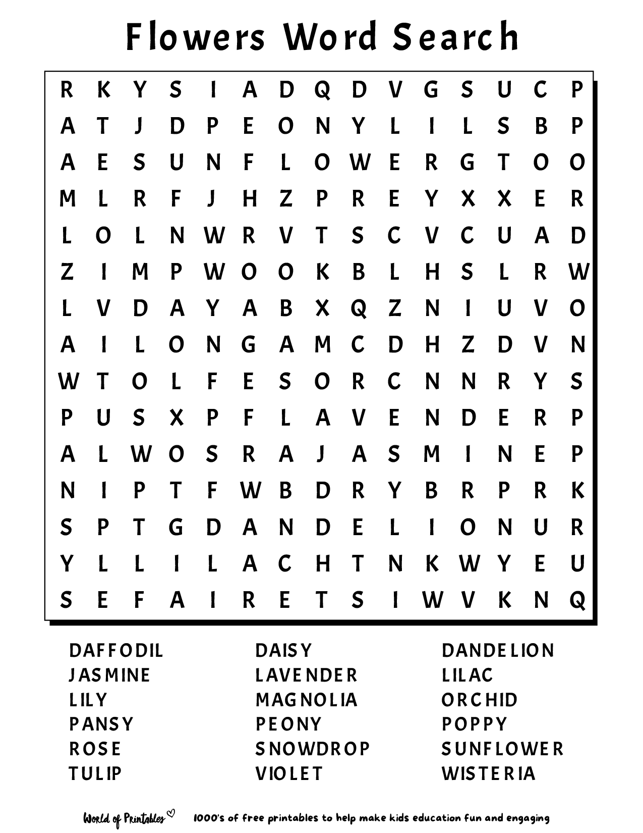 Printable word search world of printables
