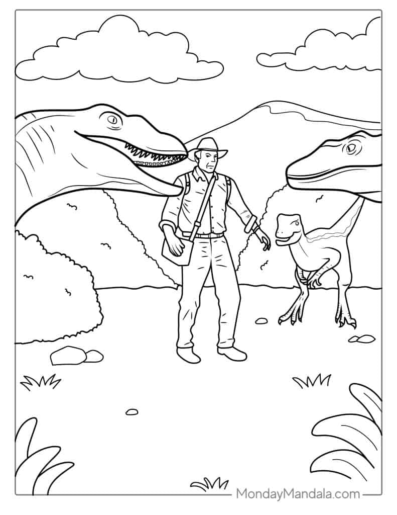 Velociraptor coloring pages free pdf printables