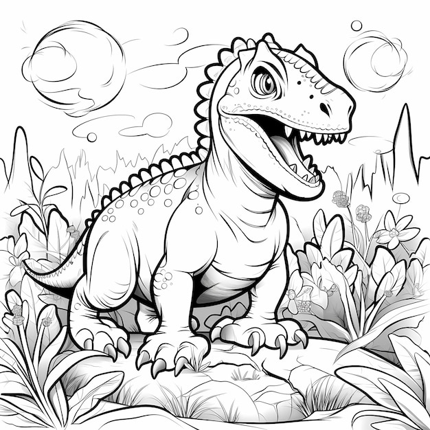 Premium ai image jurassic journeys a coloring book for young dinosaur coloring page for kids
