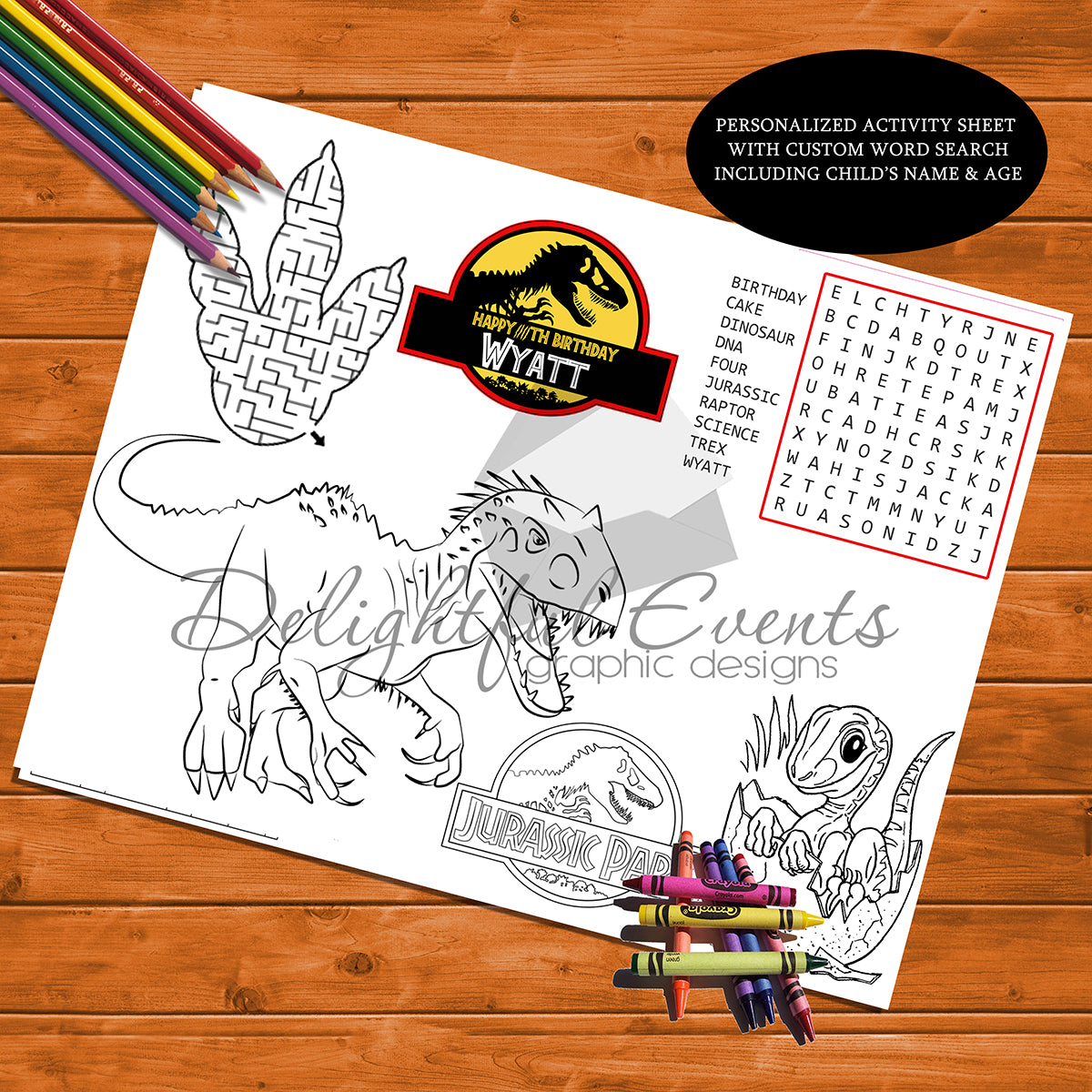 Activity coloring sheets personalized