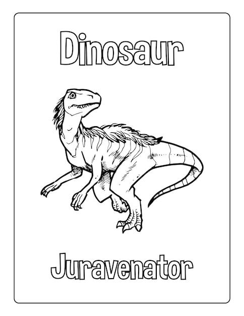 Premium vector dinosaurs coloring pages for kids with different types of animals black and white activity worksheet