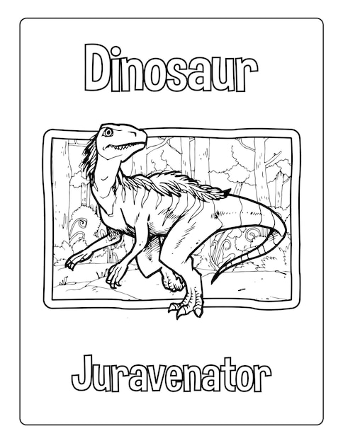 Premium vector dinosaurs coloring pages for kids with different types of animals black and white activity worksheet
