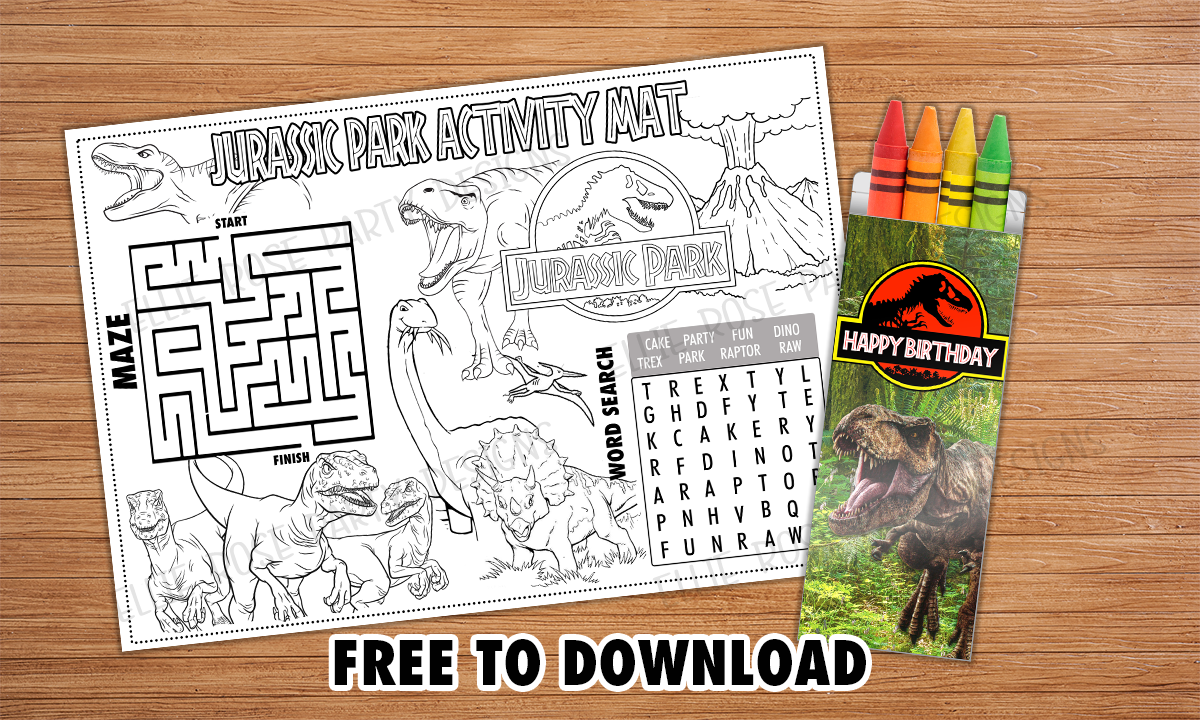 Free jurassic park activity coloring pack