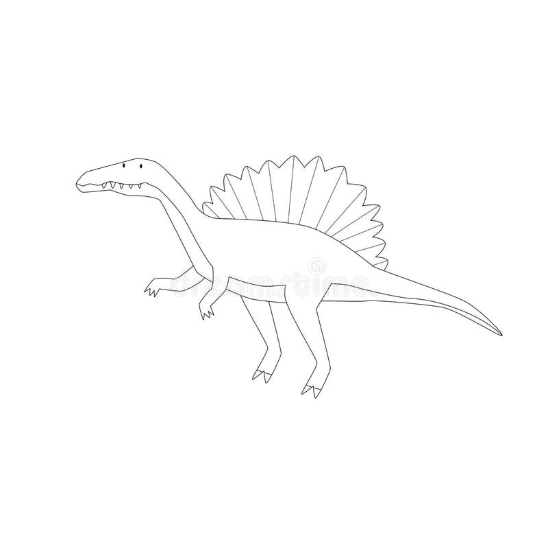 Print spinosaurus vector coloring book dinosaur dinosaur lines education for children paleontology jurassic park education stock vector