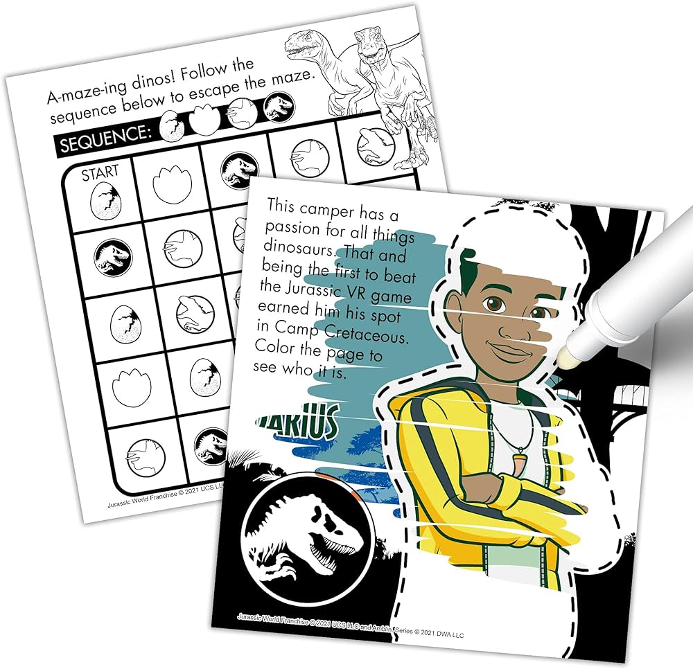 Jurassic world camp cretaceous page imagine ink coloring book with mess free marker books