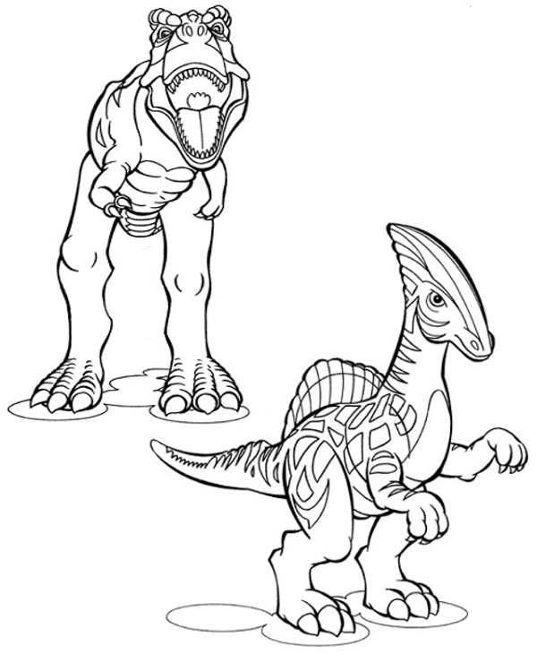 A picture of two dinosaurs for coloring