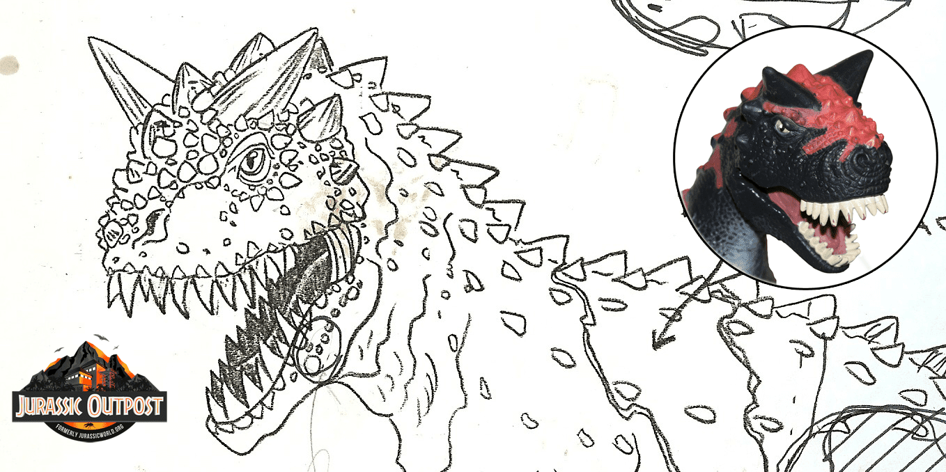 Throwbackthursday kenner jurassic park carnotaurus design sketch exclusive jurassic outpost