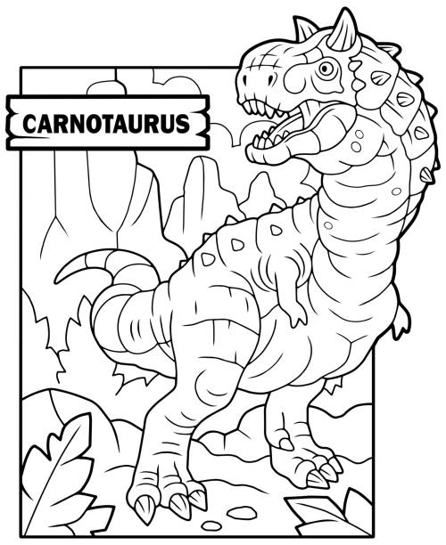 Dinosaur carnotaurus coloring book funny illustration stock illustration