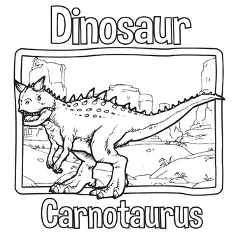 Carnotaurus dinosaur coloring book page by scworkspace tpt
