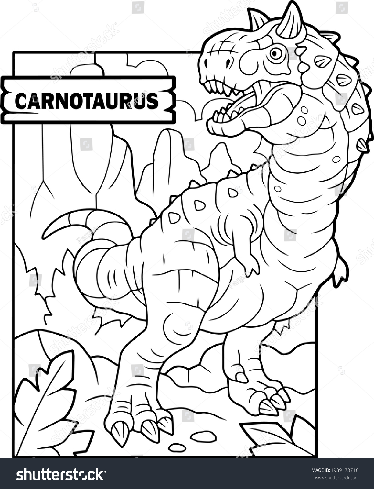 Prehistoric dinosaur carnotaurus coloring book funny stock vector royalty free