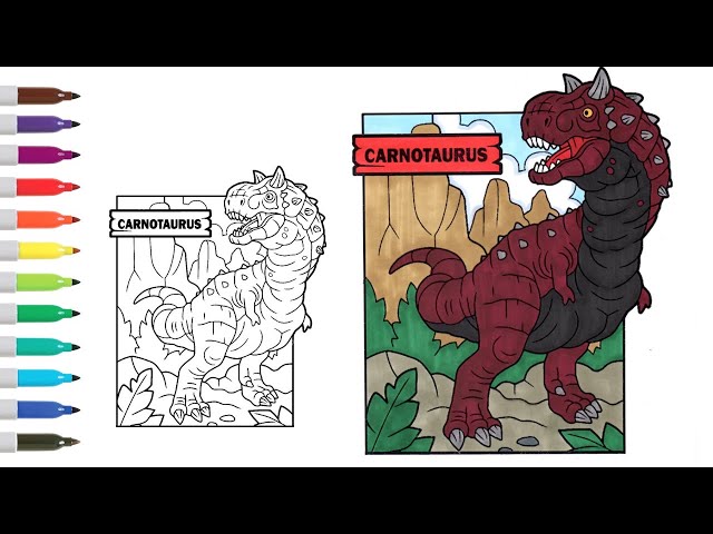 Dinosaur coloring book page carnotaurus jurassic world dinosaur
