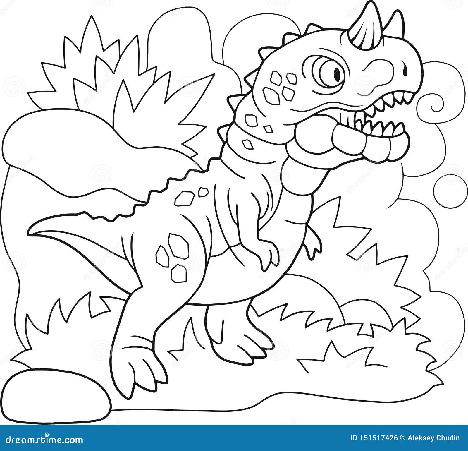 Prehistoric dinosaur carnotaurus coloring book funny illustration stock vector