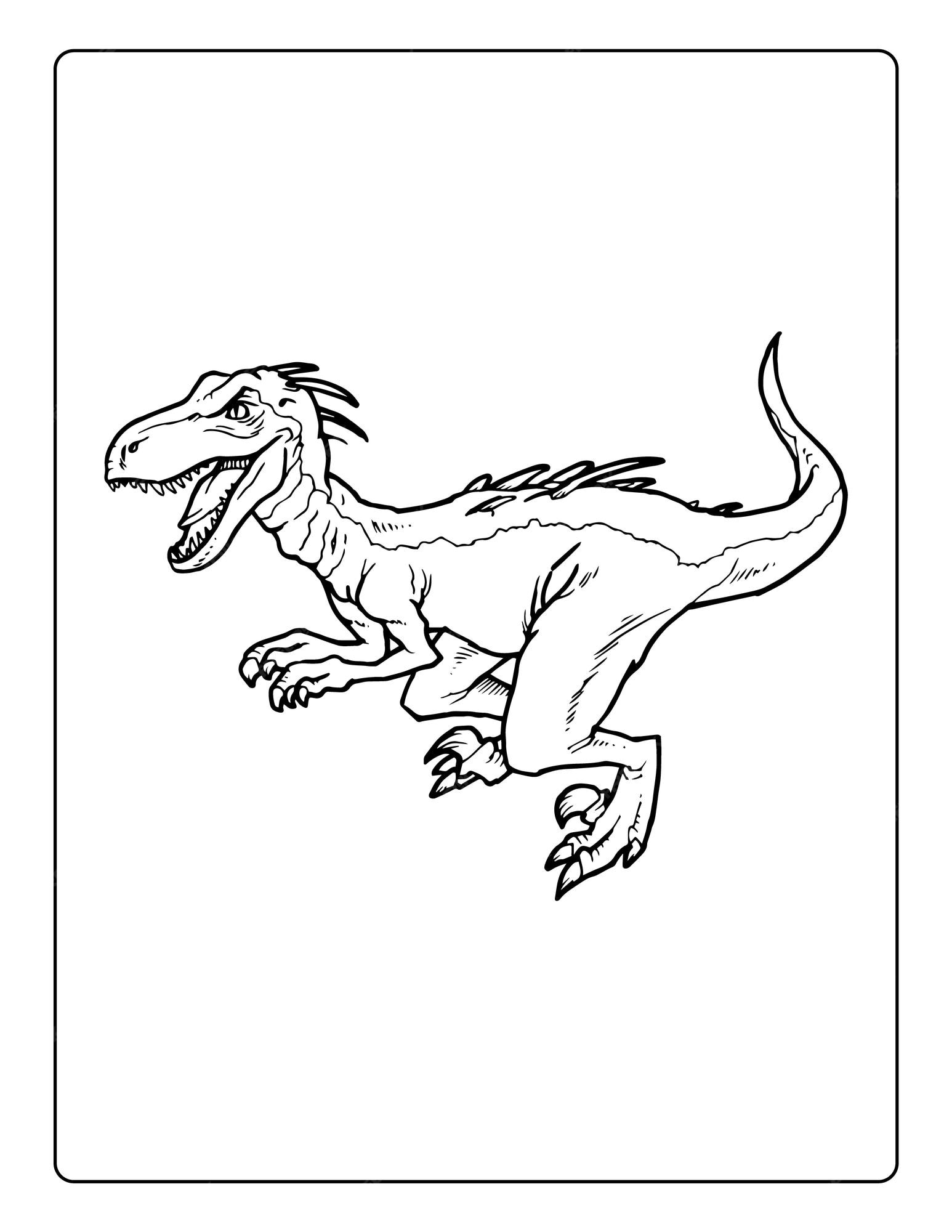 Premium vector dinosaurs coloring pages for kids with different types of animals black and white activity worksheet