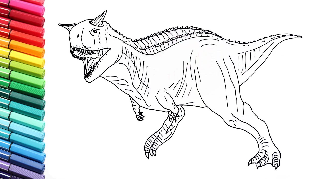 Drawing and coloring the carnotaur fro jurassic world