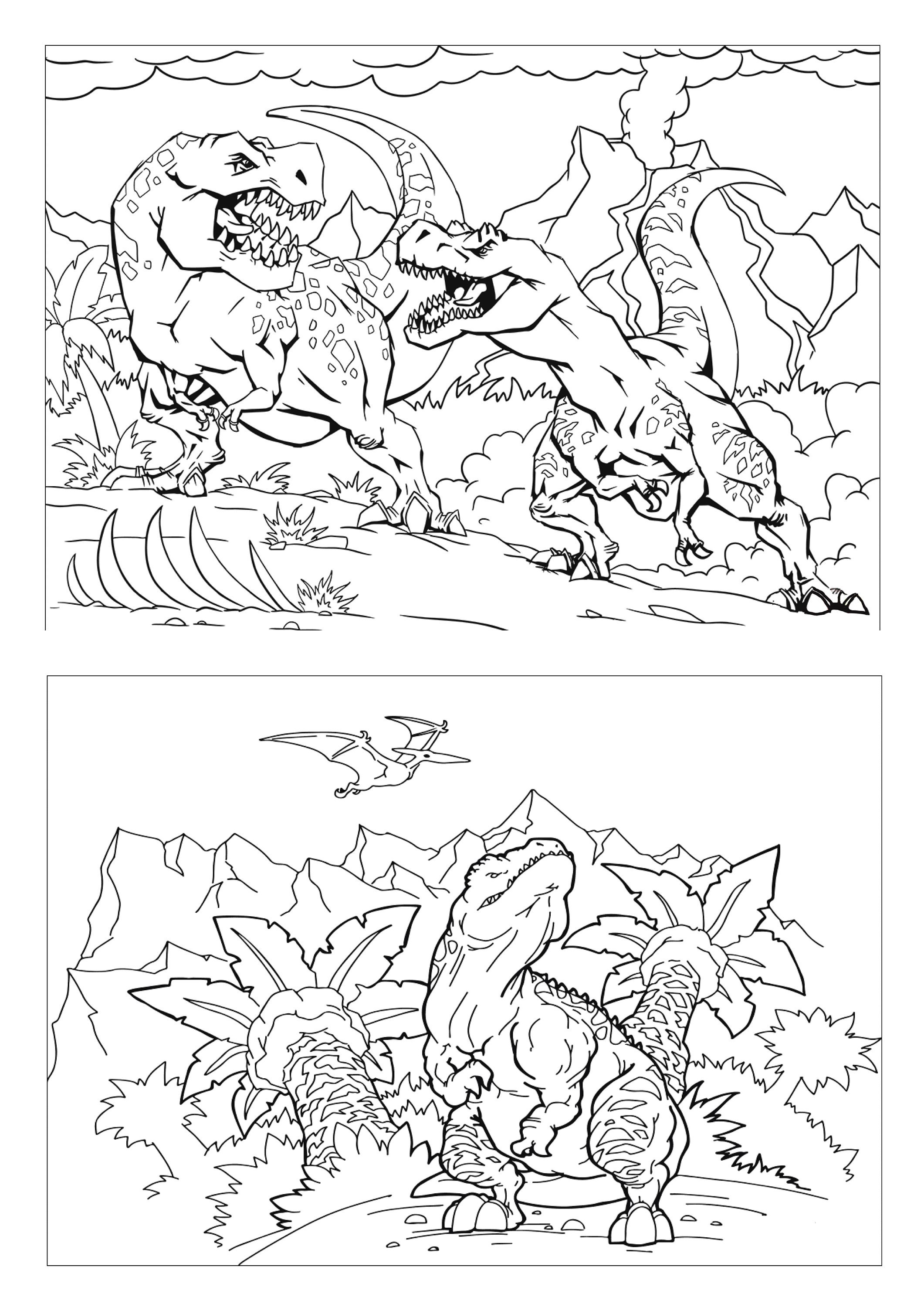 Dinosaur colouring pages for kids digital download printable pages