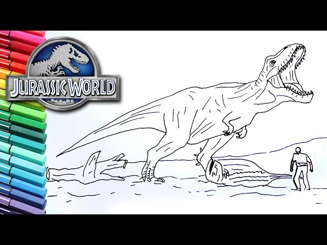 Jurassic world fallen kingdo drawing and coloring dinosaur trex dinosaur color pages for children