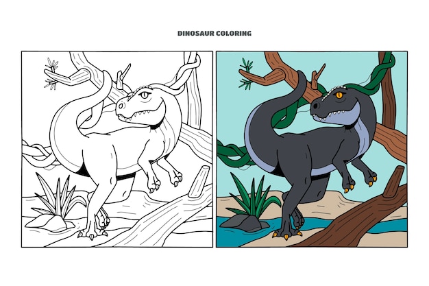 Premium vector hand drawn dinosaur coloring book illustration