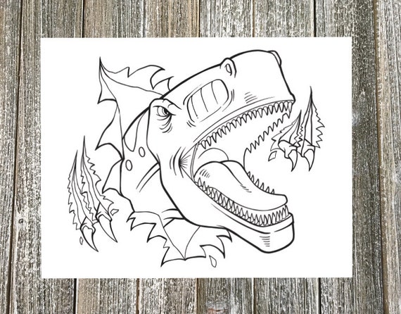 Tyrannosaurus rex coloring page downloadable pdf file