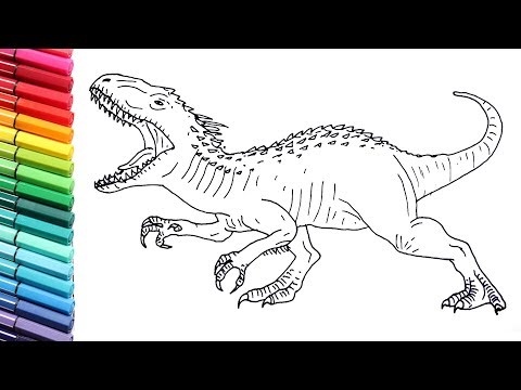 Drawing and coloring indominus rex from jurassic world â dinosaurs color pages for children robert banks