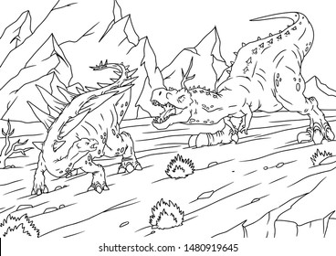 Coloring book children dinosaur handpainted cartoon stock vector royalty free