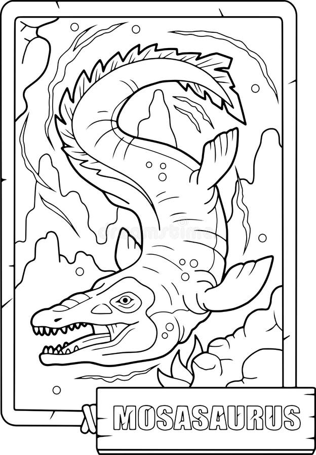 Prehistoric dinosaur mosasaurus coloring book for children stock vector