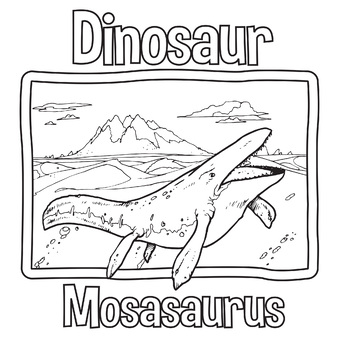 Mosasaurus dinosaur coloring book page by scworkspace tpt