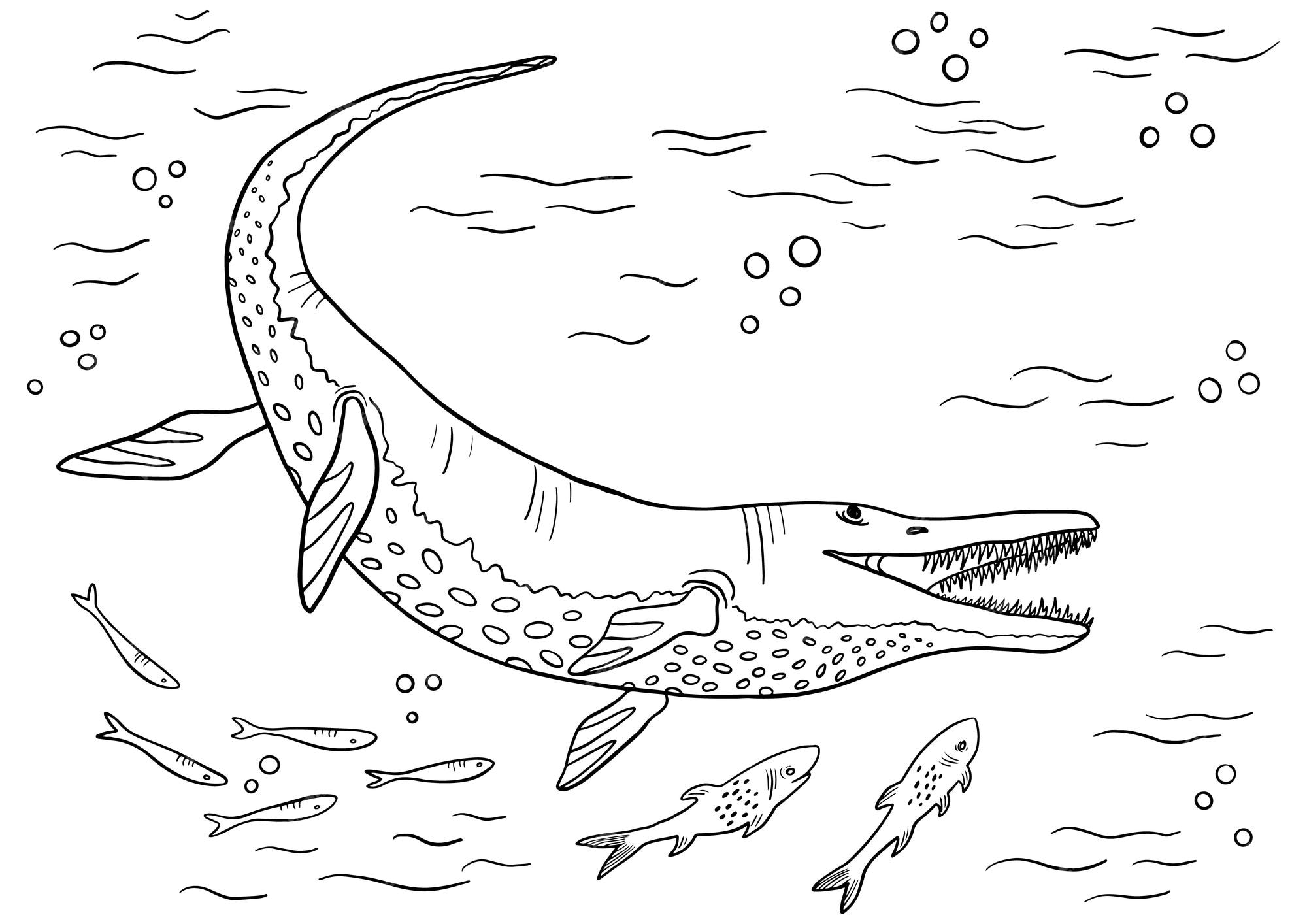Premium vector dinosaur coloring page for education and fun black and white prehistoric illustration