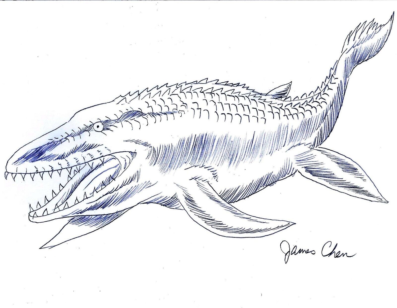Jurassic world dominion mosasaurus dinosaur original ic art on card stock
