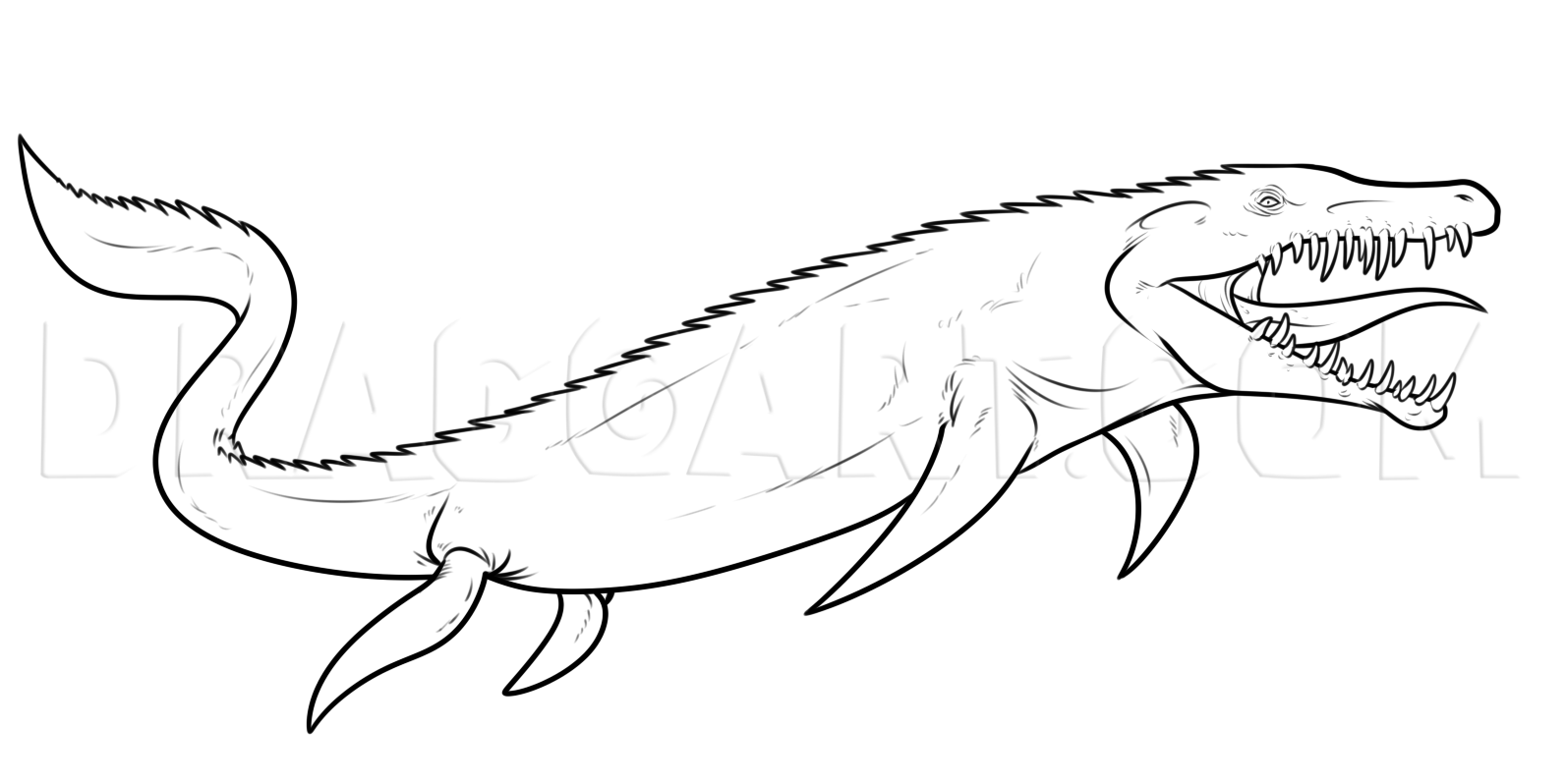 How to draw a mosasaurus from jurassic world coloring page trace drawing dinosaur coloring pages dinosaur sketch drawings