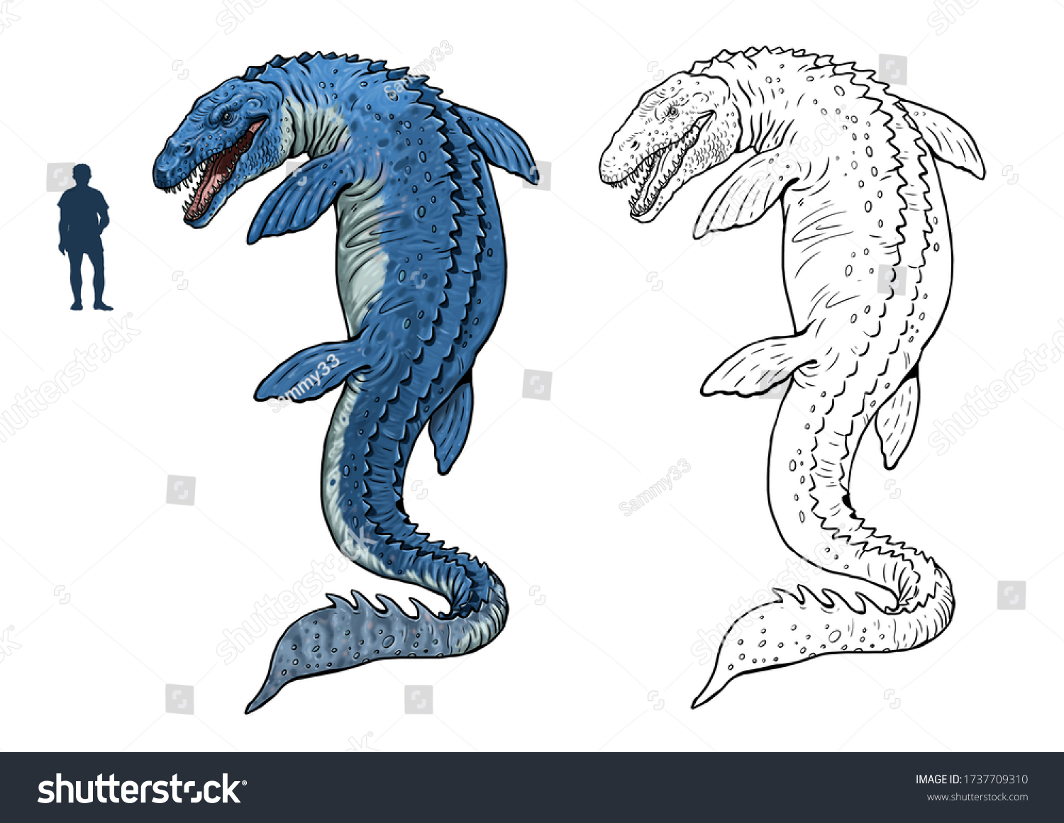 Hakuun mosasaurus pared human parison between dinosaur liittyvã kuvituskuva